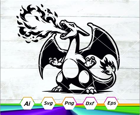 charizard outline|6 Free Charizard SVG Files For Your Crafting Project .